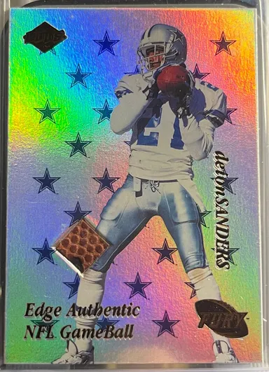 Deion Sanders 1999 Collector's Edge Fury NFL Game Used Ball Relic Patch
