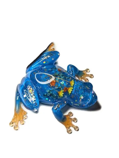 Blue and Orange Flowered Frog