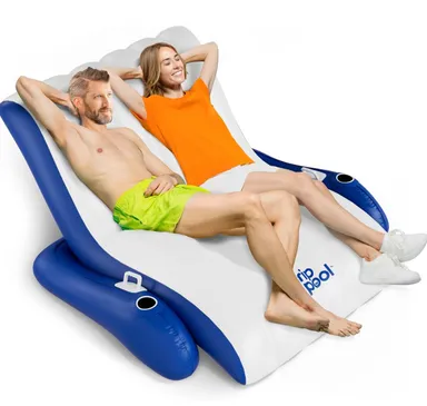 $125 Inflatable 1-2 Person Pool Recliner Lounge Float with Cup Holders
