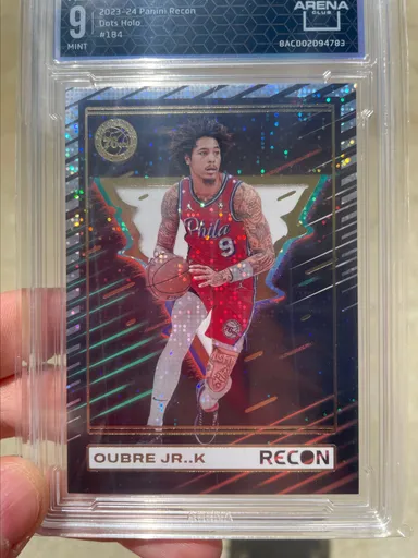 Kelly Oubre Jr. Short Print Recon Holo Dots Case Hit 76ers Graded 9 Mint
