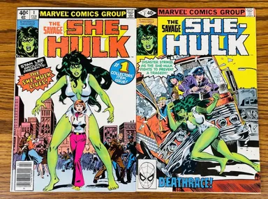 THE SAVAGE SHE-HULK #1 & 2 LOT Marvel Comic 1979 1st Appearance NEWSSTAND