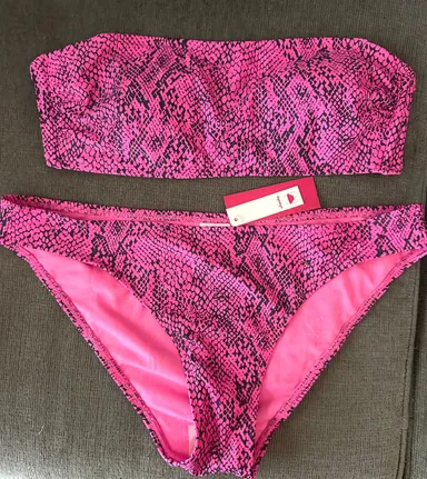 Pink Snakeskin bandeau bikini