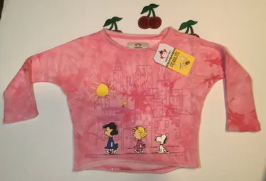Appaman Peanuts Slouchy Sweatshirt 2T - MSRP $59 NWT, Color: Light Pink Tie Dye  