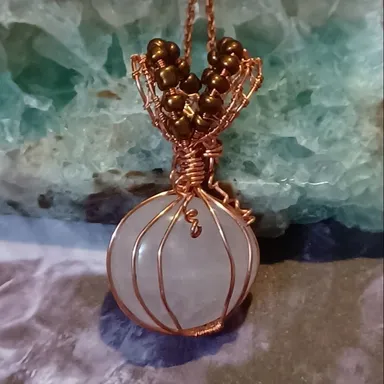 Rose quartz pumpkin pendant