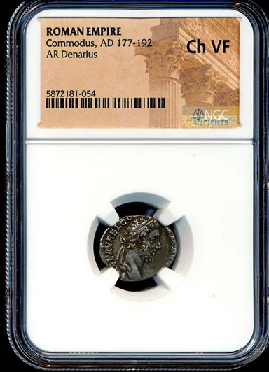 C67 NGC Ch VF Commodus 177-192 AD Roman Imperial Silver Denarius Ancient coin