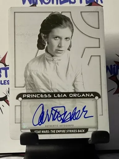 Star Wars Galactic Files Auto CARRIE FISHER PRINCESS LEIA PRINTING PLATE 1/1