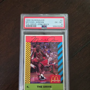 1990 Mcdonald'S Michael Jordan Michael Jordan 4 The Drive-Pink Back PSA EX-MT 6