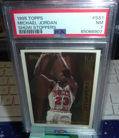 1995 Topps Michael Jordan Show Stoppers Insert Card #SS1 PSA 7