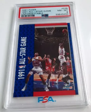 1991-92 Fleer All-Star Game #238 Unforgetable PSA 8 NM-MT Michael Jordan Layup