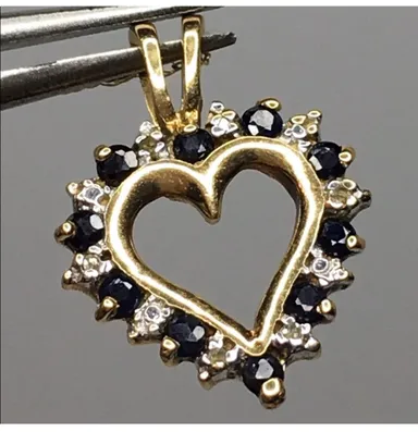 Vintage 10k sapphire diamond necklace