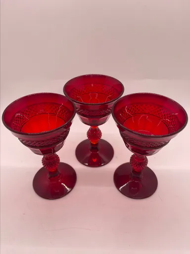 Vintage Viking Mt Vernon Ruby Red Cordial Goblets