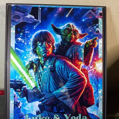 Luke & Yoda (Stars) - Framed 8x10 Art Print!