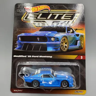 Hot Wheels 2023 Elite 64 Series Blue Modified 69 Ford Mustang