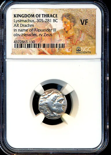 KOTL2 NGC VF Lysimachus 301-297 BC Greek Silver Drachm Ancient coin