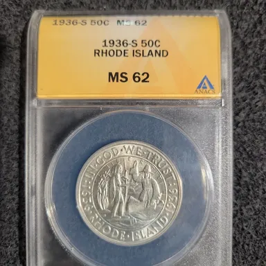 1936-S Rhode Island MS62 Anacs Graded!