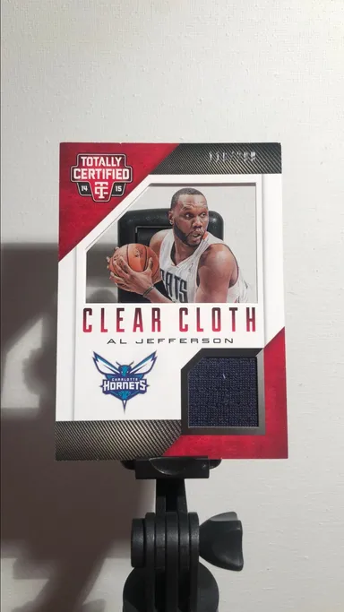 2014-15 NBA Al Jefferson Clear Cloth Numbered /299 Game-Worn Patch Acetate Hornets