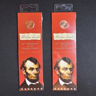 Set of 2 Abraham Lincoln Penny Coin Bookmarks