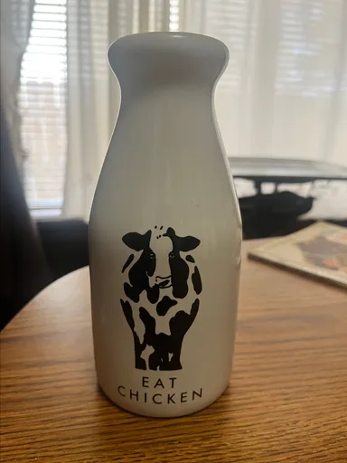 Dynamic Design Studios Papel Eat Chicken Cow Milk Jug Bottle