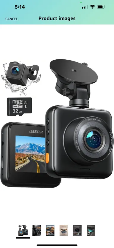 iZEEKER Dash Cam Front and Rear with SD Card, 1080P Full HD Car Camera with Hiden Design, Dual Dash