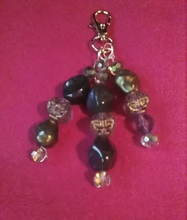 Bag Charm Purple Beads Handcrafted New