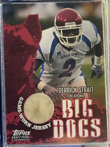 Derrick Strait RC 2004 Topps Draft Picks and Prospects Big Dogs Game Worn Patch