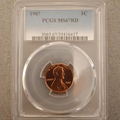 1987 P Lincoln Cent PCGS MS67 RD Red