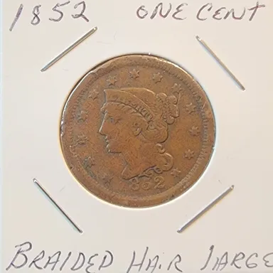 1852 Braided hair large cent VF