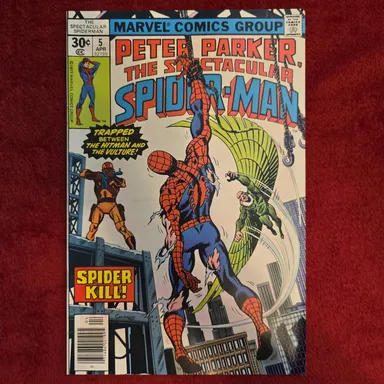 The Spectacular Spider-Man #5 ~ 1977 ~ NM (9.2-9.4) Cond ~ 2nd app of The Hitman ~ Sal Buscema Art