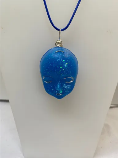 Resin face blue w/ glitter! ONE OF A KIND!