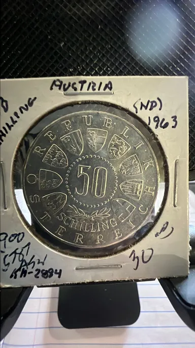 Coin: 1963 Austria - 50 Shilling- silver- Tirol - KM# 2894 Rare