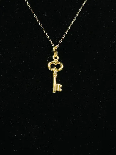 14k gold 16” chain link necklace with 14k gold key pendant