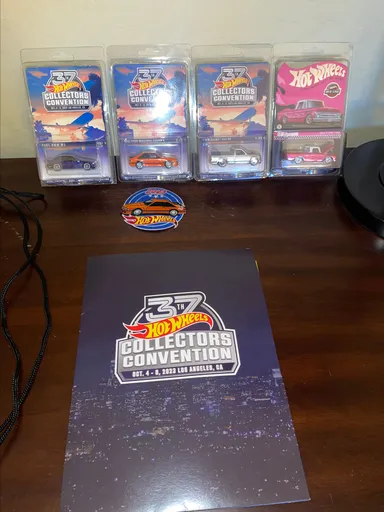 2023 Hot Wheels 37th LA Convention SET Of 4 BMW M5 Mustang Cobra with patch454SS FORD F150 pink