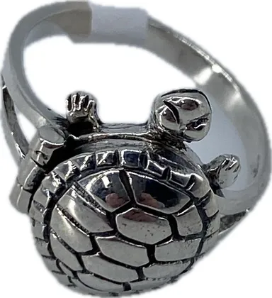 Turtle Poison Ring Sterling Silver