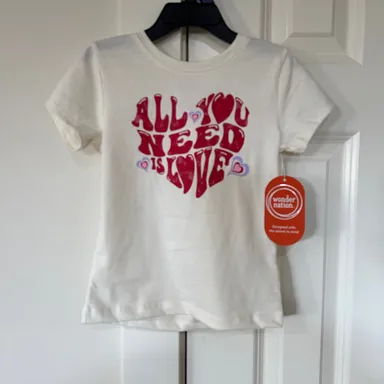 Girls Size XS All You Need Is Love Heart Tshirt