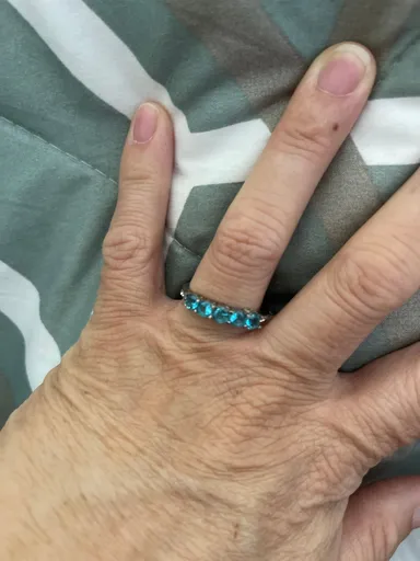 Turquoise Steel Ring Size 10