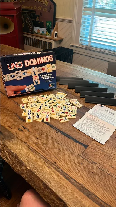 Toys 1990 UNO Dominos tabletop game missing 2 dominos
