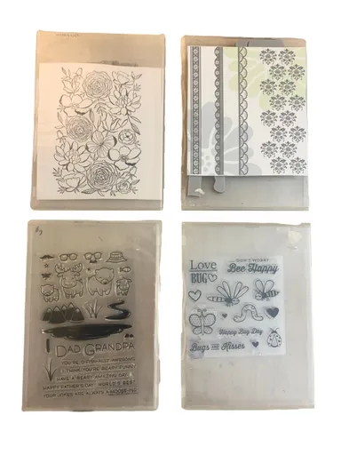 Lot 4 Rubber Stamp Sets Unused Borders Florals Bugs Scrapbook Card Making