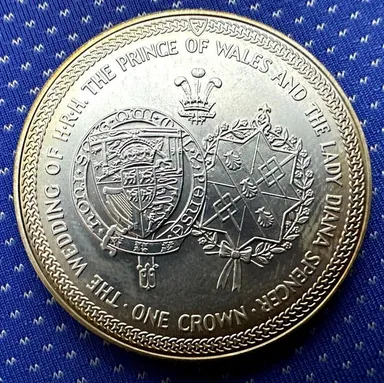 1981 Isle of Man 1 Crown Coin BU 925 Silver 20K Minted WEDDING #ZA111