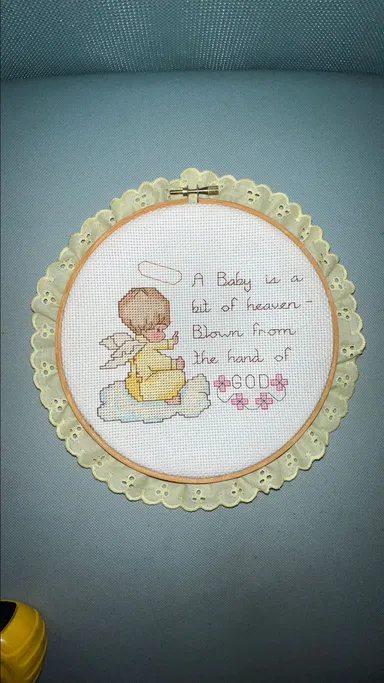 The baby is a bit of heaven needlepoint