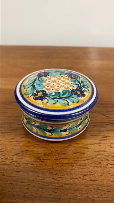 Hand painted ceramic trinket box