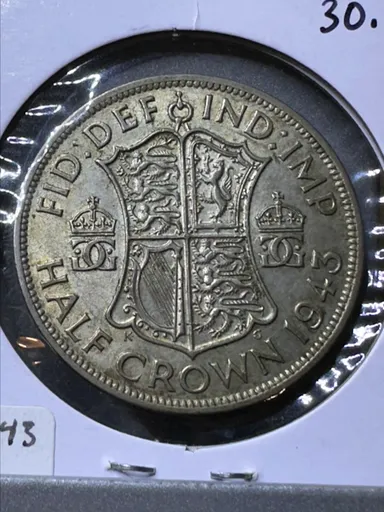 1943 UK Half Crown AU .50 Silver