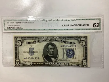 1934 $5 Silver Cert