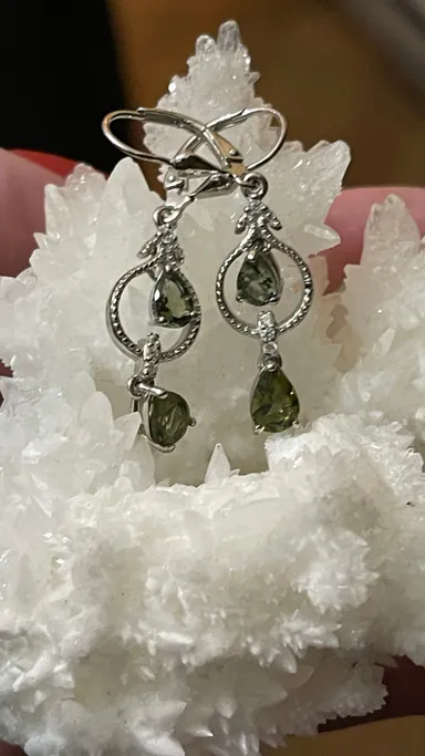 Moldavite earrings • .925 Sterling Silver