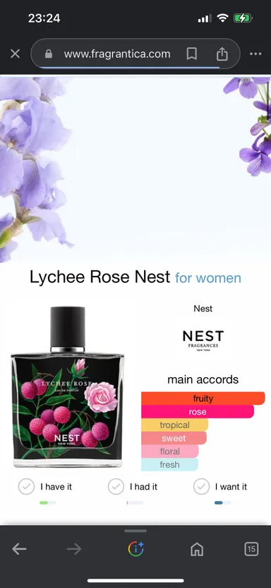 NIB Sealed Nest New York Lychee Rose Eau De Parfum For Women 1.7 Oz.