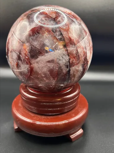 3.5-4" Rainbow Fire Quartz Sphere WITH STAND