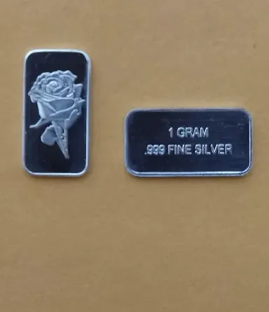 Rose  .999 Fine One Gram Bar in protective case