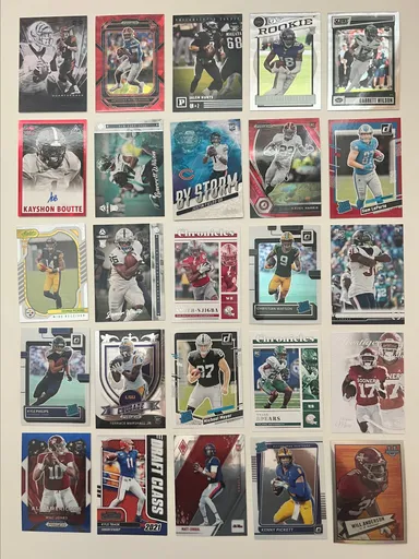 Lot of 25 NFL Rookies: Joe Burrow, Anthony Richardson Red Ice, Jalen Hurts, and More