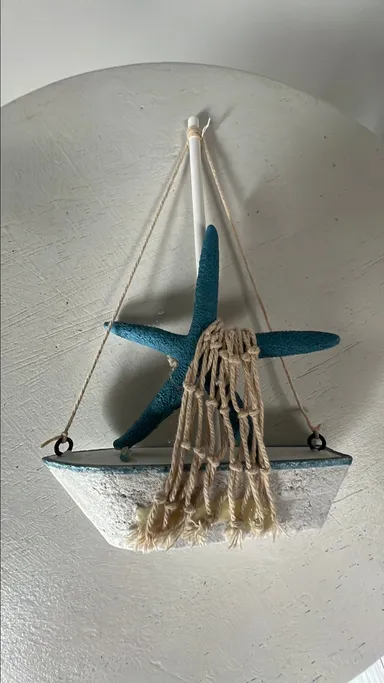 Small vintage sailboat with starfish 4” x 6”