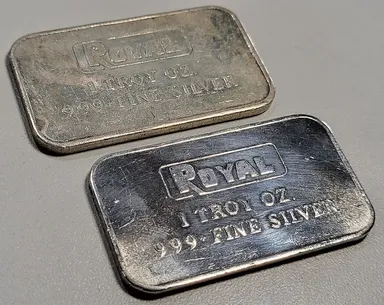 2x Types of 1.5k Minted 1oz Engelhard Silver Bars for ROYAL TYPEWRITING COMPANY