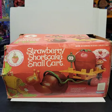 Complete Vintage SSC Strawberry Shortcake Snail Cart w/ Box & Paperwork